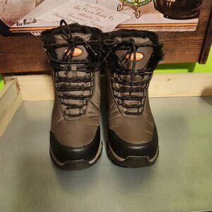 Shulook Men's Brown Winter Snow Boots with Fur Lining & Rubber Soles Lace-Up